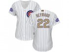 Womens Chicago Cubs #22 Jason Heyward White(Blue Strip) 2017 Gold Program Cool Base Stitched MLB Jersey