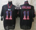 2015 Super Bowl XLIX Nike New England Patriots #11 Edelman Black Jerseys(USA Flag Fashion Elite)