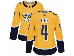 Women Adidas Nashville Predators #4 Ryan Ellis Yellow Home Authentic Stitched NHL Jersey