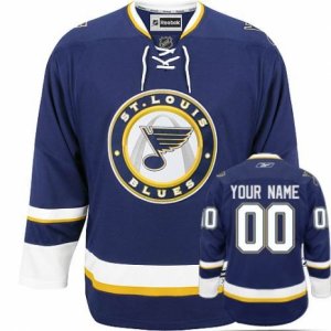 Men\'s Reebok St. Louis Blues Customized Authentic Navy Blue Third NHL Jersey