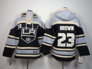 Youth nhl los angeles kings #23 brown grey-black[pullover hooded sweatshirt patch C]