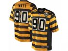 Mens Nike Pittsburgh Steelers #90 T.J. Watt Elite YellowBlack Alternate 80TH Anniversary Throwback NFL Jersey