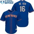 Mens Majestic New York Mets #16 Alejandro De Aza Authentic Royal Blue Alternate Road Cool Base MLB Jersey