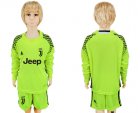2017-18 Juventus Fluorescent Green Youth Goalkeeper Long Sleeve Soccer Jersey