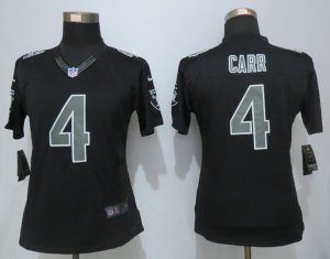 Women New Nike Oakland Raiders #4 Carr Black Jerseys(Impact)