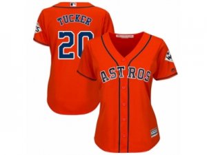 Women Majestic Houston Astros #20 Preston Tucker Replica Orange Alternate 2017 World Series Bound Cool Base MLB Jersey