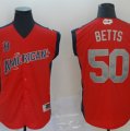 American League #50 Mookie Betts Red 2019 MLB All Star Game Workout Player Jersey