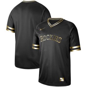 Rockies Blank Black Gold Nike Cooperstown Collection Legend V Neck Jersey