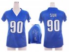Nike Women detroit lions #90 ndamukong suh blue jerseys[draft him ii top]