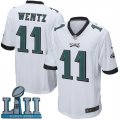 Nike Eagles #11 Carson Wentz White Youth 2018 Super Bowl LII Game Jersey