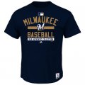 MLB Men's Milwaukee Brewers Majestic Big & Tall Authentic Collection Property T-Shirt - Navy