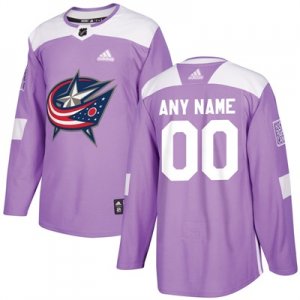 Mens Columbus Blue Jackets Purple Adidas Hockey Fights Cancer Custom Practice Jer