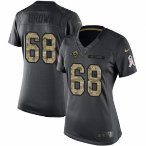 Women\'s Nike Los Angeles Rams #68 Jamon Brown Limited Black 2016 Salute to Service NFL Jersey