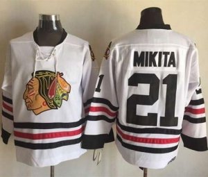 Chicago Blackhawks #21 Stan Mikita White CCM Throwback Stitched NHL Jersey