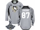 Mens Reebok Pittsburgh Penguins #87 Sidney Crosby Premier Grey Practice 2017 Stanley Cup Champions NHL Jersey