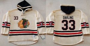 Chicago Blackhawks #33 Scott Darling Cream Heavyweight Pullover Hoodie Stitched NHL Jersey