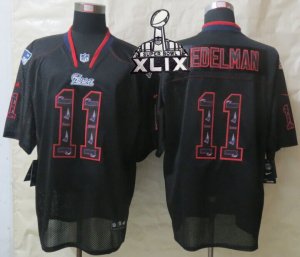 2015 Super Bowl XLIX Nike New England Patriots #11 Edelman Black Jerseys(New Lights Out Elite)