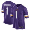 Nike Vikings #1 Garrett Bradbury Purple Youth 2019 NFL Draft First Round Pick Vapor