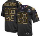 Nike Vikings #28 Adrian Peterson Lights Out Black With Hall of Fame 50th Patch NFL Elite Jersey