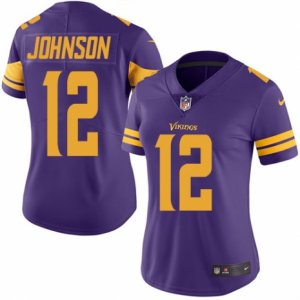 Women\'s Nike Minnesota Vikings #12 Charles Johnson Limited Purple Rush NFL Jersey