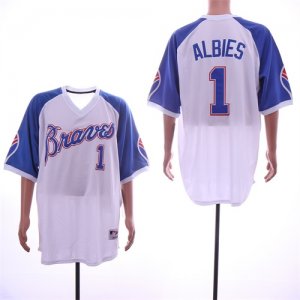 Braves #1 Ozzie Albies White Throwback Jersey