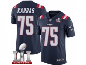 Youth Nike New England Patriots #75 Ted Karras Limited Navy Blue Rush Super Bowl LI 51 NFL Jersey