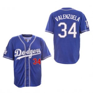 Dodgers #34 Fernando Valenzuela Royal New Design Jersey