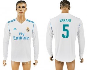 2017-18 Real Madrid 5 VARANE Home Long Sleeve Thailand Soccer Jersey