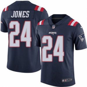 Mens Nike New England Patriots #24 Cyrus Jones Limited Navy Blue Rush NFL Jersey