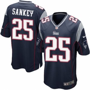 Mens Nike New England Patriots #25 Bishop Sankey Game Navy Blue Team Color NFL Jersey