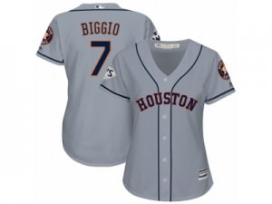 Women Majestic Houston Astros #7 Craig Biggio Replica Grey Road 2017 World Series Bound Cool Base MLB Jersey