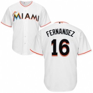 Youth Miami Marlins #16 Jose Fernandez Majestic White Cool Base Player Jersey - å‰¯æœ¬