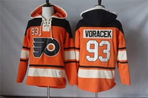 Mens Philadelphia Flyers #93 Jakub Voracek Orange Sawyer Hooded Sweatshirt Stitched NHL Jersey