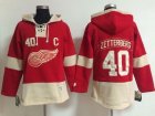 Women Detroit Red Wings #40 Henrik Zetterberg Red Old Time Lacer NHL Hoodie