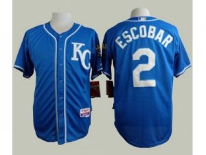 MLB Kansas City Royals #2 Alcides Escobar Blue Alternate 2 Cool Base jerseys