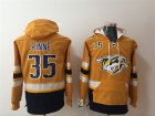 Predators #35 Pekka Rinne Yellow All Stitched Hooded Sweatshirt