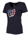 Womens Washington Nationals USA Flag Fashion T-Shirt Navy Blue