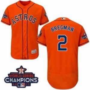 Astros #2 Alex Bregman Orange Flexbase Authentic Collection 2017 World Series Champions Stitched MLB Jersey