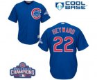 Youth Majestic Chicago Cubs #22 Jason Heyward Authentic Royal Blue Alternate 2016 World Series Champions Cool Base MLB Jersey