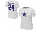 Women Nike Dallas Cowboys #24 CLAIBORNE Name & Number T-Shirt White