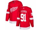 Men Adidas Detroit Red Wings #91 Sergei Fedorov Red Home Authentic Stitched NHL Jersey
