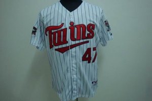 mlb minnesota twins #47 liriano white(blue strip)