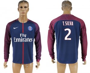 2017-18 Paris Saint-Germain 2 T.SILVA Home Long Sleeve Thailand Soccer Jersey