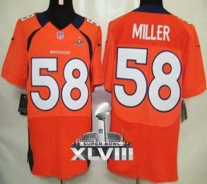 Nike Denver Broncos #58 Von Miller Orange Team Color Super Bowl XLVIII NFL Elite Jersey