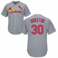 Mens Majestic St. Louis Cardinals #30 Jonathan Broxton Replica Grey Road Cool Base MLB Jersey