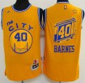 Men Golden State Warriors #40 Harrison Barnes Gold Throwback The City Stitched NBA Jersey