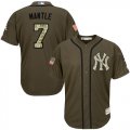 Men's Majestic New York Yankees #7 Mickey Mantle Authentic Green Salute to Service MLB Jersey