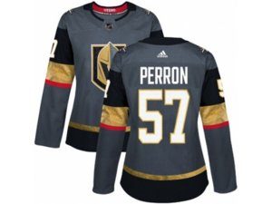 Women Adidas Vegas Golden Knights #57 David Perron Authentic Gray Home NHL Jersey