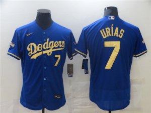 Dodgers #7 Julio Urias Royal Gold Champion Nike Flexbase Jersey