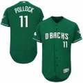 Men Majestic Arizona Diamondbacks #11 A. J. Pollock Green Celtic Flexbase Authentic Collection MLB Jersey